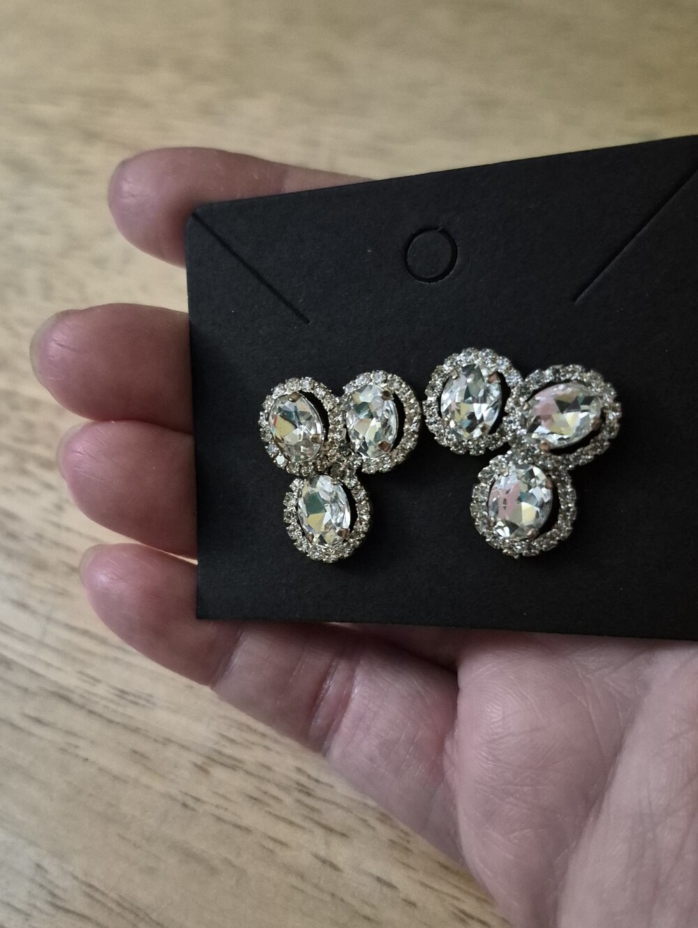 Silver Tone Rhinestone Cluster Earrings